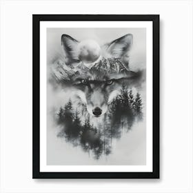 Wolf In The Forest 18 Art Print