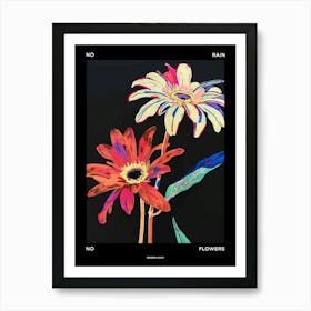 No Rain No Flowers Poster Gerbera Daisy 3 Art Print