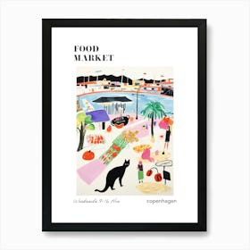 The Food Market In Copenhagen 6 Illustration Poster Art Print