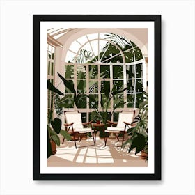 Sunroom With Chairs And Plants Art Print