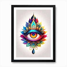 The Ajna Chakra, Symbol, Third Eye Tattoo 2 Art Print