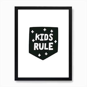 Kids Rule Black Super Scandi Art Print