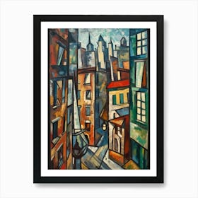 Window View New York Of In The Style Of Cubism 3 Art Print