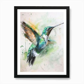 Hummingbird Pastel Watercolour 2 Art Print