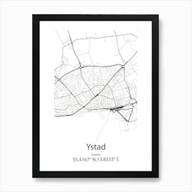 Ystad,Sweden Minimalist Map Art Print