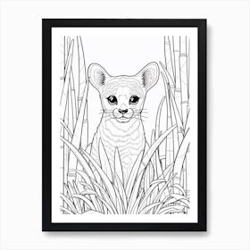 Line Art Jungle Animal Jaguarundi 1 Art Print