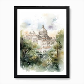 Monserrat Montevideo Uruguay Neighborhood, Watercolour 2 Art Print