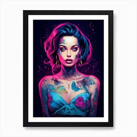 Sexy Neon Angelina Jolie Witch Art Print