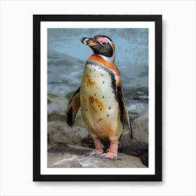 Galapagos Penguin King George Island Colour Block Painting 3 Art Print