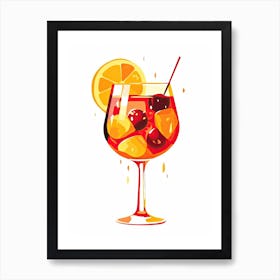 Illustration Sangria Floral Infusion Cocktail 3 Art Print