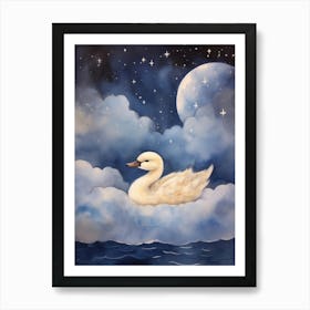 Baby Swan 2 Sleeping In The Clouds Art Print