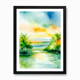 Watercolor Landscape With Trees Art Print