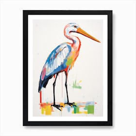Colourful Bird Painting Stork 4 Art Print