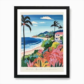 Poster Of Malibu Beach, California, Matisse And Rousseau Style 4 Art Print