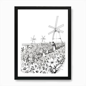 Windmills In The Garden Art Print