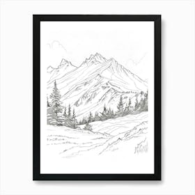 Mount Lafayette Usa Color Line Drawing (8) Art Print