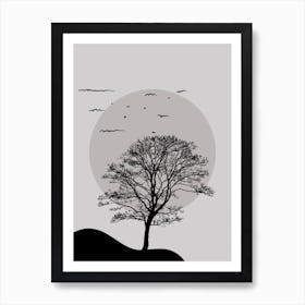 Silhouette Of A Tree Art Print