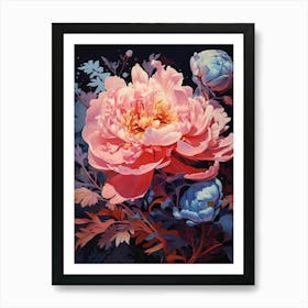 Surreal Florals Peony 3 Flower Painting Art Print