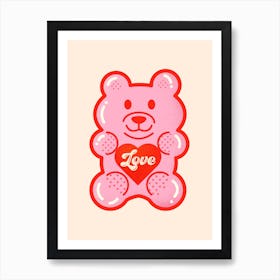 Large Love Jelly Bear Art Print