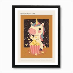 Unicorn Eating Popcorn Mustard Muted Pastels 3 Poster Art Print