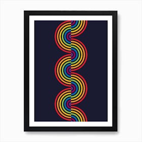 Groovy Waves Neon Rainbow Art Print