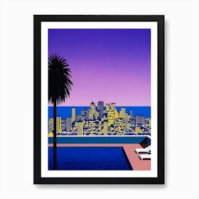 Hiroshi Nagai - City Pop At Night, Swimming Pool Art Print