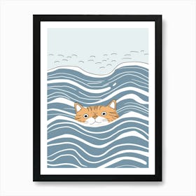 Cat In The Water 3 Art Print