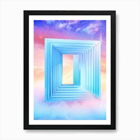 Geometric Portal Swirled With Dreamy Abstract Pastel Sky Prismatic Refractions Within Sleek Shar (3) Art Print