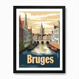 Aihrgdesign A Classic 1960s Travel Poster For Bruges Art Print