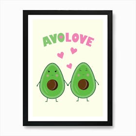 Avocado Love Valentine Couple Art Print