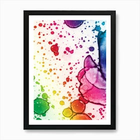 Abstraction Watercolor Bubbles Of A Rainbow After Rain Art Print