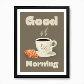 Coffee & Croissant Art Print