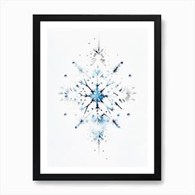 Symmetry, Snowflakes, Minimalist Watercolour 3 Art Print