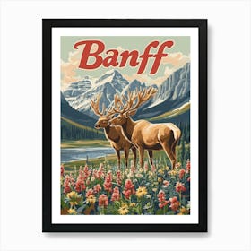 Aihrgdesign A Retro Travel Poster For Banff Featuring A Pair Art Print