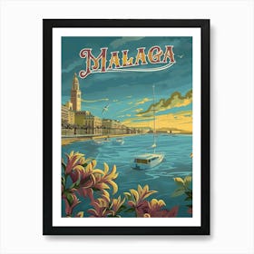 Malaga in Retro Charm - Vintage Travel Poster Art Print