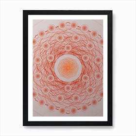 Geometric Abstract Glyph Circle Array in Tomato Red n.0150 Art Print