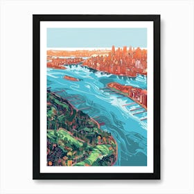 Pelham Bay New York Colourful Silkscreen Illustration 2 Art Print