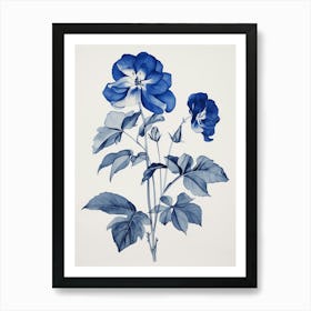 Blue Botanical Impatiens 2 Art Print