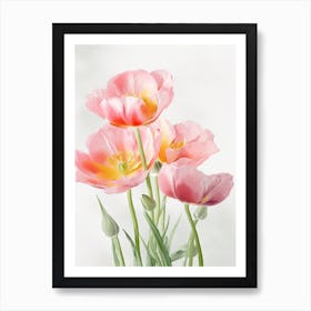 Bunch Of Tulips Flowers Acrylic Painting In Pastel Colours 7 Art Print