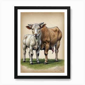 Cow And Calf Art Print