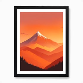 Misty Mountains Vertical Composition In Orange Tone 369 Art Print