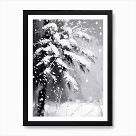 Winter, Snowflakes, Black & White Art Print