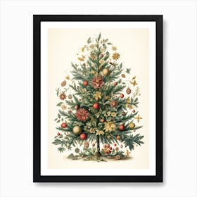 William Morris Style Christmas Tree 4 Art Print