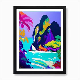 Phi Phi Islands Thailand Colourful Painting Tropical Destination Art Print