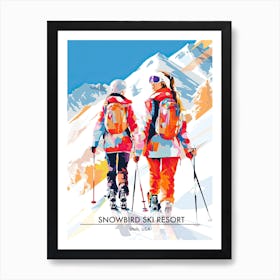 Snowbird Ski Resort   Utah Usa, Ski Resort Poster Illustration 3 Art Print