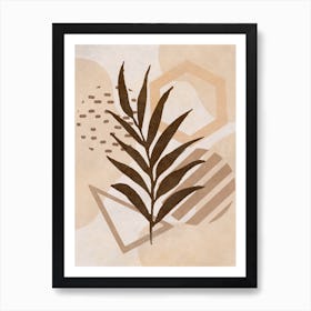 Leaf On A Beige Background 2 Art Print