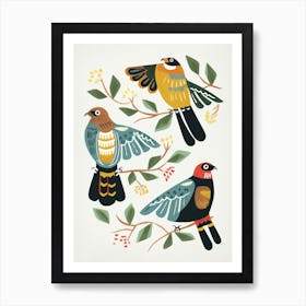 Folk Style Bird Painting Eurasian Sparrowhawk 2 Art Print