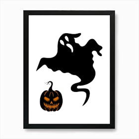 Ghost And Pumpkin Art Print