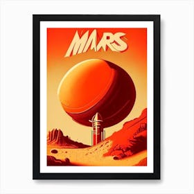 Mars Vintage Sketch Space Art Print