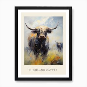 Highland Cattle Impressionism Style Poster Art Print